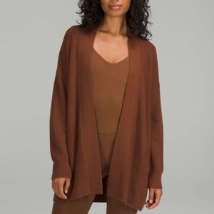 Lululemon Merino Wool-Blend Ribbed Long Wrap Sweater (Roasted Brown)